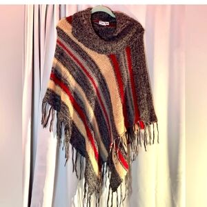 Caren‎ Sport Cozy Multicolor Striped Shrug Poncho Sweater size 2X